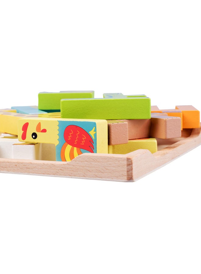 ألعاب تركيب أطفال تربط بين ذكاء ومتعة الألوان: مكعبات حيوانات ثلاثية الأبعاد من الخشب - مجموعة كبيرة من مكعبات الحيوانات الروسية. - Image 5